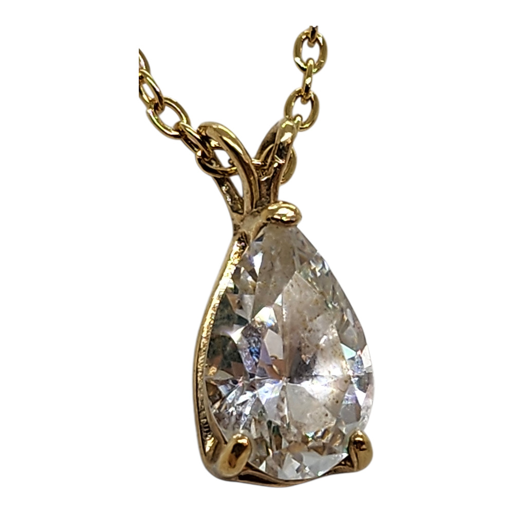 Large Chrysoprase Teardrop Pendant Necklace Gemstone Gold Plated Chain Gemstone - Picture 9 of 16